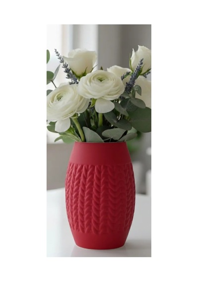 Modern Dekoratif Şık Vazo 20 Cm Kırmızı Kırmızı