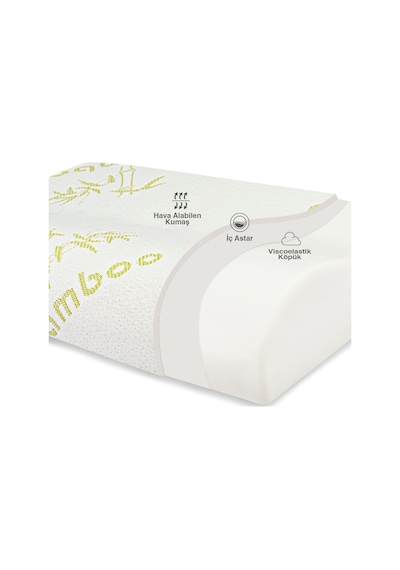 WhiteBlanco Bamboo Boyun Destekli Ortopedik Yastık Visco Yastık Class-bambooıı Krem