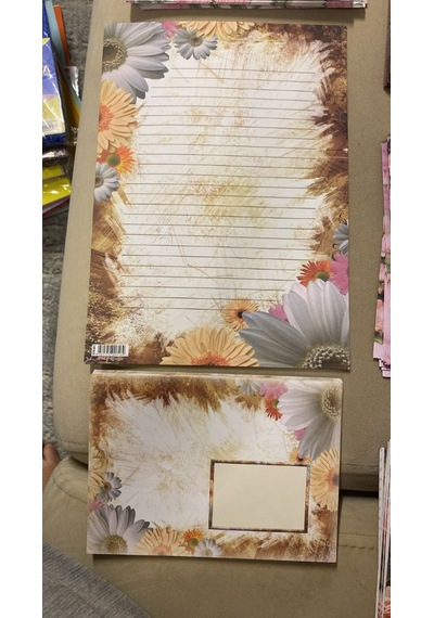 Çiçek Desenli Mektup Kağıdı Ve Zarf Seti - 10 Farklı Tasarım Vintage & Modern Floral Yazışma Seti