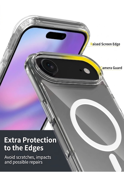 Apple iPhone Uyumlu 17 Air Magsafe Özellikli Şeffaf Iq Silikon Kılıf Şeffaf