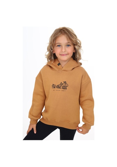 Toontoy Kids Toontoy Kız Çocuk Baskılı Sweatshirt Kahverengi