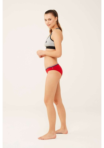 U.S. Polo Assn. Kadın Beyaz - Lacivert - Kırmızı 3 Lü Slip 66271 Kırmızı