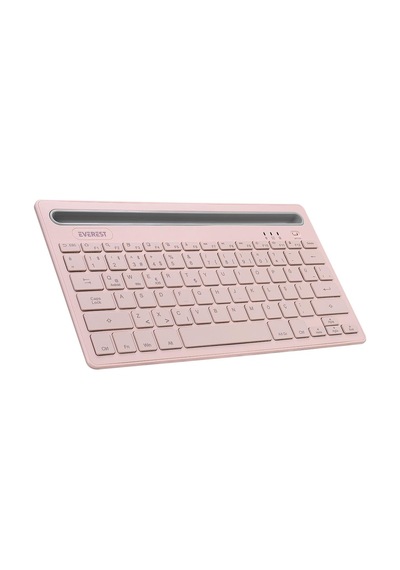 Everest Pembe-gri Bluetooth Ultra İnce+şarjlı Q Mac-win-android-Apple Uyumlu iOS Kablosuz Klavye