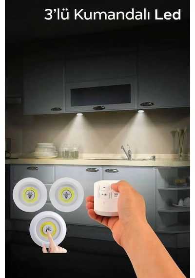 Mithra Life 3 Adet Uzaktan Kumandalı Kablosuz Led Aydınlatma Mıt1101