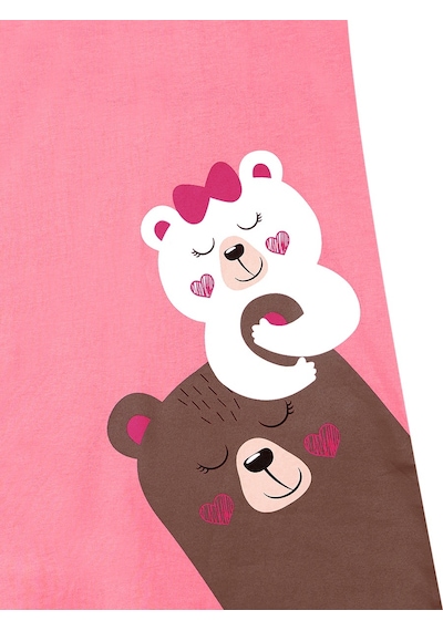 Denokids Ayıcıklar Kız Çocuk Pembe Elbise Pembe