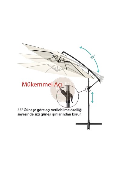 3 Mt 8 Kaburga Full Demir 21 Kg Ekru Bahçe Şemsiyesi Full Set Havuz Şemsiyesi Büyük Şemsiye