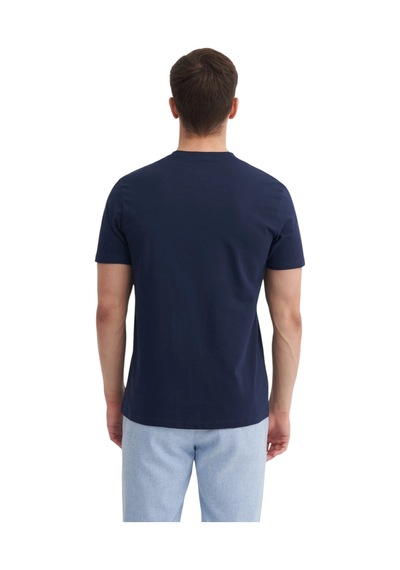 Cazador Erkek Slim Fit Bisiklet Yaka Pamuklu Düz Tişört 4623 Lacivert