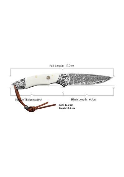 Sibirya Edc Kamp Survival Damascus Çakı Beyaz