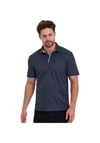 Erkek Kısa Kol Polyester Polo Yaka Fonksiyonel Tişört Antrasit