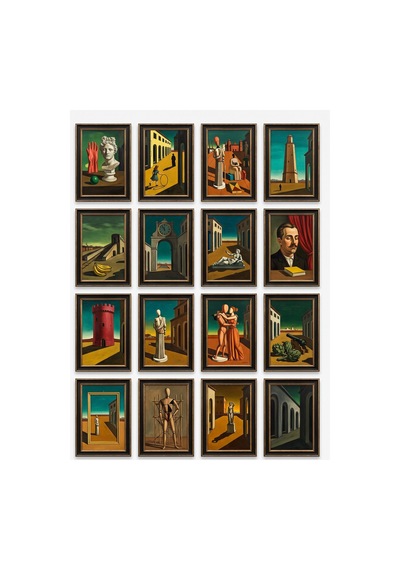 Giorgio De Chirico Tabloları 16'lı Sticker Seti Laptop Defter Etiketi Çok Renkli