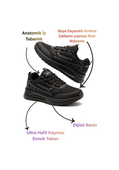 Mcdark Kadın Siyah Trenj Bağcıklı Ortopedi Sneaker Ayakkabı