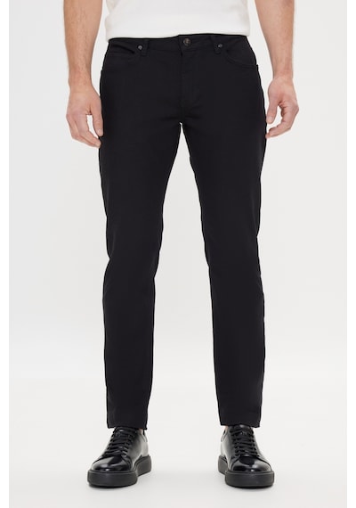 AC&Co / Altınyıldız Classics 360 Derece Her Yöne Esneyen Slim Fit Dar Kesim Diyagonal Desenli Erkek Pantolon Siyah