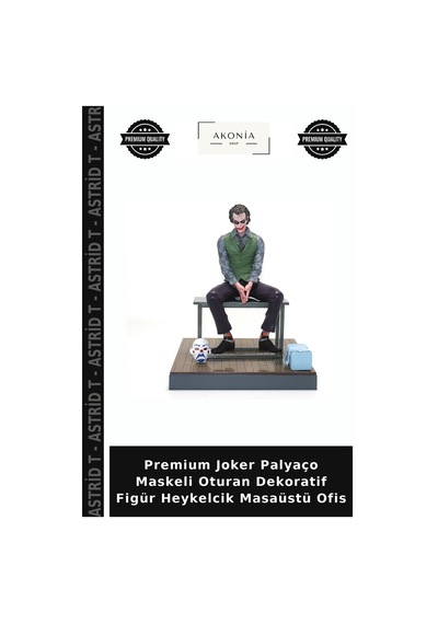 Premium Joker Palyaço Maskeli Oturan Dekoratif Figür Heykelcik Masaüstü Ofis