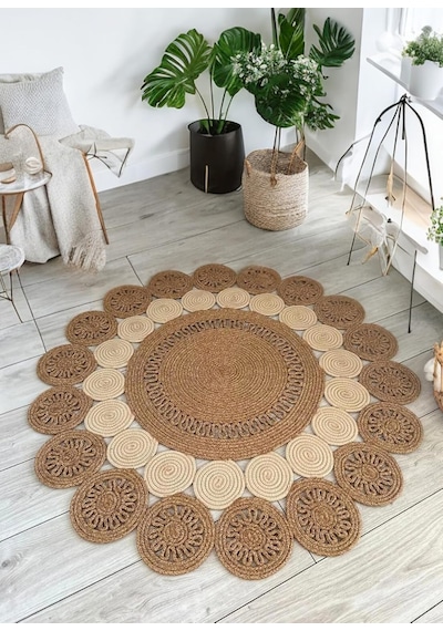 Ayrex Doğal Jüt Kilim Moderin Görünümlü Salon Örtüsü Paspas Halı Banyo Mutfak Halısı Yatak Odası Veranda Ba Diğer