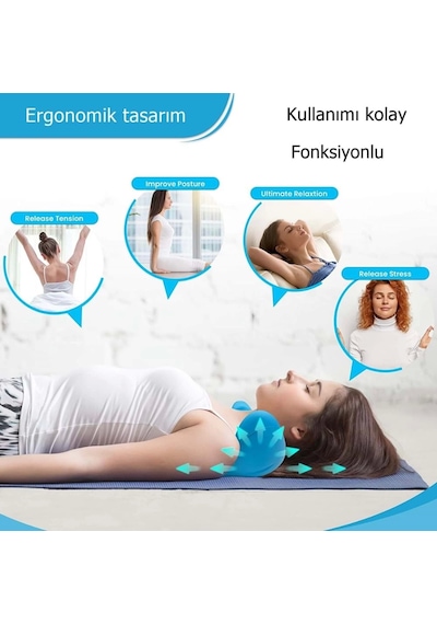 Ortopedik Servikal Boyun Masaj Yastığı Dik Duruş Destekleyici Omurilik Hörgüç Giderici Rahatlatıcı Lisinya Sarı