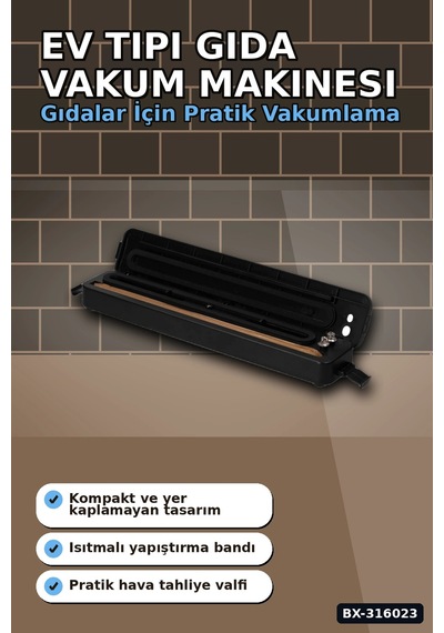 Gıda Vakum Makinesi - Ev Tipi Poşet Vakumlama Ve Güçlü Yapıştırma Cihazı Bx-316023