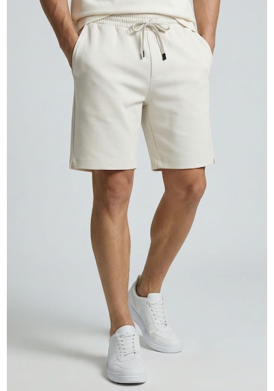 Tommy Life Ekru Standart Fit Basic Arka Cepli Erkek Şort - 88314
