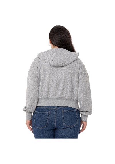 Büyük Beden Kanguru Cepli Kapüşonlu Üç İplik Gri Melanj Sweatshirt-gri Melanj Gri Melanj