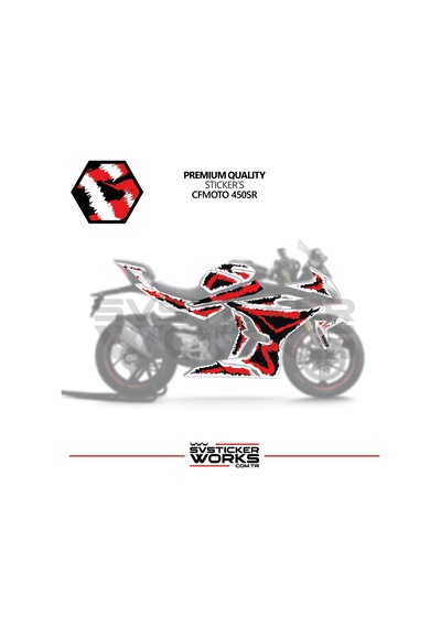Cfmoto 450sr Kaplama Sticker Air Brush Motor Kaplama Modeli Hazır Kit Tüm Modeller Uyumlu Kırmızı