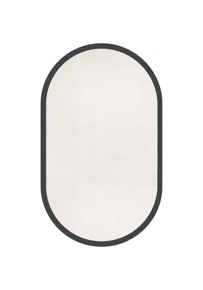 Natura Sisal Hasır Görünümlü Çerçeveli Oval Halı Ntr11 Siyah-krem