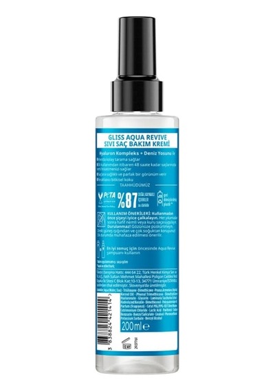 Gliss Aqua Revive Nemlendirici Sıvı Saç Bakım Kremi 200 Ml Sku: Smg8690010400147