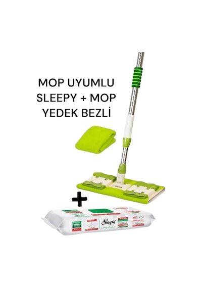 Sleepy Uyumlu Mop + Mop Uyumlu Sleepy Yüzey Temizlik Havlusu 50'lu