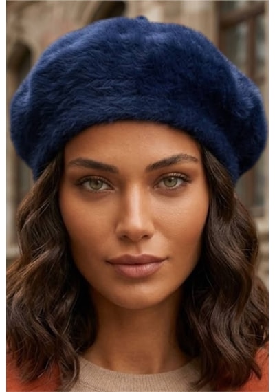 Tezzgelsin Kadın Peluş Kışlık Fransız Ressam Bere Lacivert