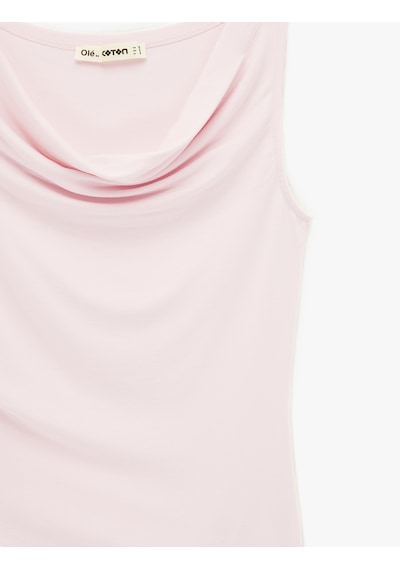 Koton Slim Fit Viskon Kolsuz Asimetrik Degaje Yaka Bluz Pembe 6sal30025ık Gül
