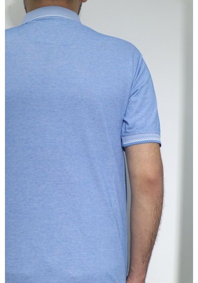 Dmctekstil Santa Erkek Düz Spor Kesim Rahat Kalıp Polo Yaka T-shirt Açık Mavi