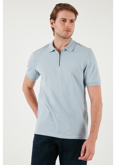 Buratti Pamuklu Regular Fit Yarım Fermuarlı Erkek Polo Yaka T Shirt 5901029 Açık Gri