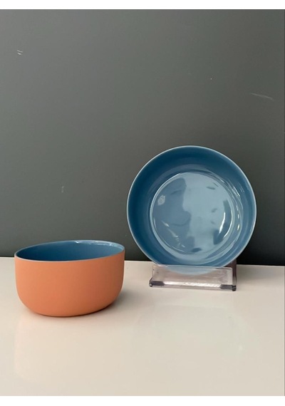 Tantitoni Terracotta Mavi Porselen 2 Li Kase Seti