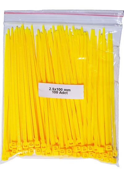 Plastik Kablo Bağı Sarı 2,5 x 100 mm Cırt Kelepçe 100 Adet