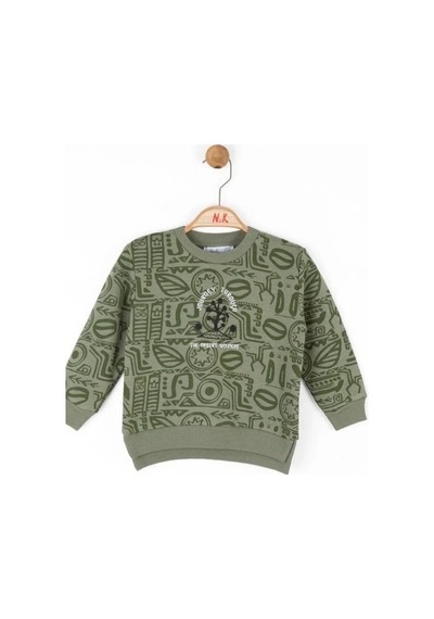 Nk Kids Erkek Bebek Pamuklu İki İplik Yazılı Desert Sweatshirt-14722 Haki