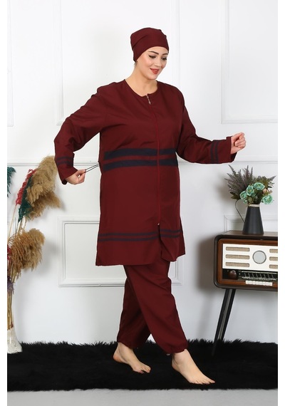 Akbeniz Büyük Beden Tesettür Mayo 7xl-8xl-9xl-10xl Bordo 55010-bordo Bordo
