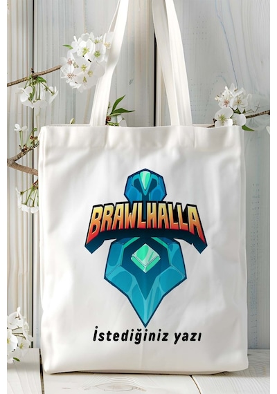 Art Hediye Brawlhalla Oyun Baskılı Bez Çanta Çift Taraflı Baskı Kişiye Özel Beyaz Model 1 Çok Renkli