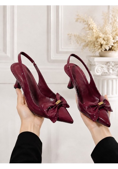 Dabab Shoes Kamıla Kadın Bordo Fiyonk Detaylı Rugan Sivri Burun Slingback 7 Cm İnce Topuklu Ayakkabı Dabab Shoes Kamıla Kadın Bordo Fiyonk Detaylı Rugan Sivri Burun Slingback 7 Cm İnce Topuklu Ayakkabı