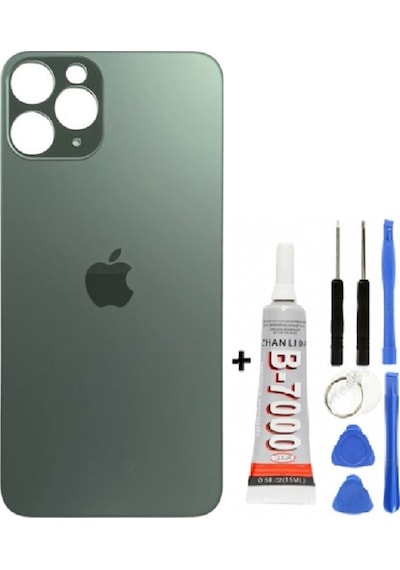 Apple Uyumlu iPhone , , 11 Pro Arka Kapak Cam +yapıştırıcı B700 + Tamir Seti - Yeşil Yeşil