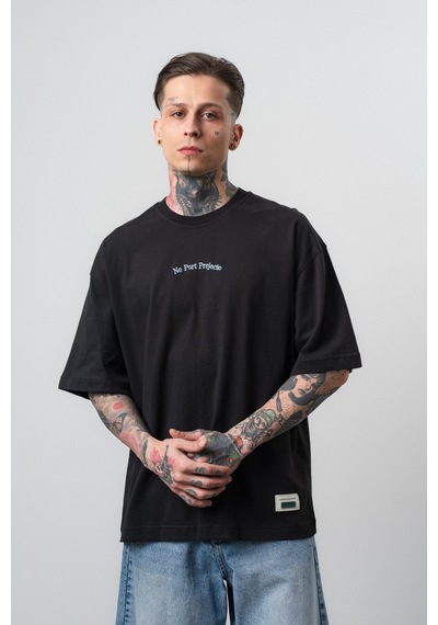 Respire Erkek No Port Baskılı Oversize T-shirt Siyah