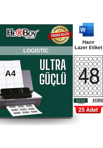Herboy Hb-1130 30 X 30 Mm A4 Laser Etiket 25 Adet