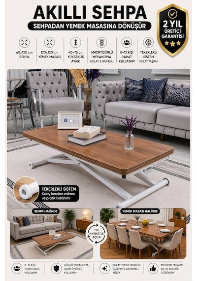 Home Üst Tabla Mdf Ceviz Oval Köşe Alt Beyaz