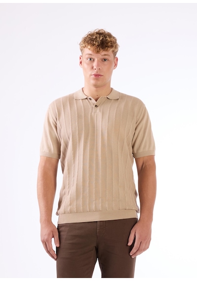 Dufy Bej Fitilli Erkek Triko - Slim Fit Bej
