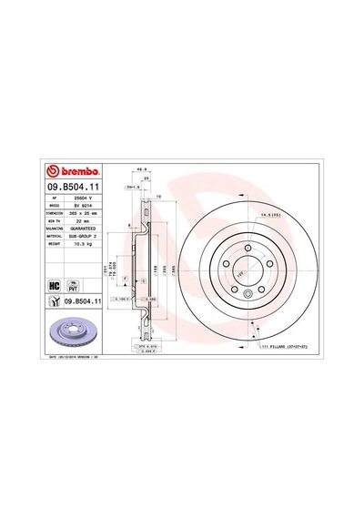 Brembo Fren Dıskı Arka Land Rover Range Rover L405 L494 Brembo 09b50411 Lr189047