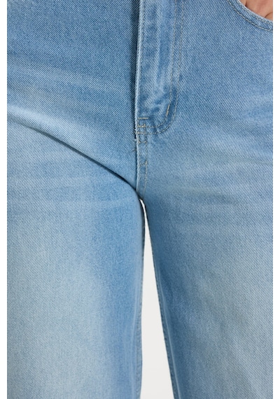 Tudors Kadın Relax Fit Rahat Kesim %100 Pamuk Cepli Geniş Paça Açık Mavi Jean Kot Pantolon-50731