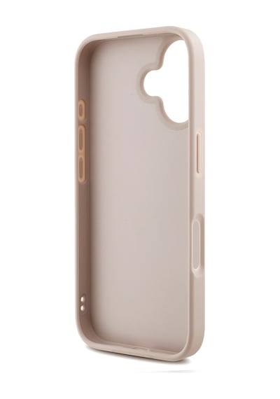Apple Uyumlu iPhone 16 Plus Kılıf Guess Lisanslı Bilek Askı İpli Metal 4g Ve Yazı Logolu Kapak Pembe