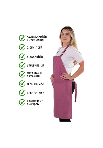 Simple Ayar Askılı Mutfak Önlüğü Gülkurusu Çok Renkli