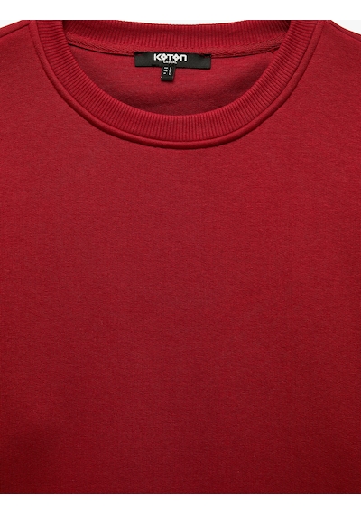 Koton Pamuklu Uzun Kollu Şardonlu Bisiklet Yaka Erkek Basic Sweatshirt Kırmızı 7wam70002mk