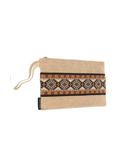 Yaratıcı Tasarım Hasır Kadın Portföy & Clutch Çanta Kahve