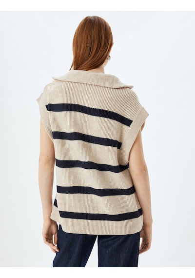 Koton Triko Oversize Süveter Yarım Fermuar Detaylı Dik Yaka Kolsuz Lacivert Çizgili 5wak20042ht 7s2 Koton Triko Oversize Süveter Yarım Fermuar Detaylı Dik Yaka Kolsuz Lacivert Çizgili 5wak20042ht 7s2