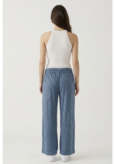 Neden Tekstil Kadın Fitilli Halter Yaka Crop Bluz - Beyaz