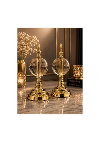 Sleep Nova Gold Crystal Cam Küre Dekoratif Obje Seti